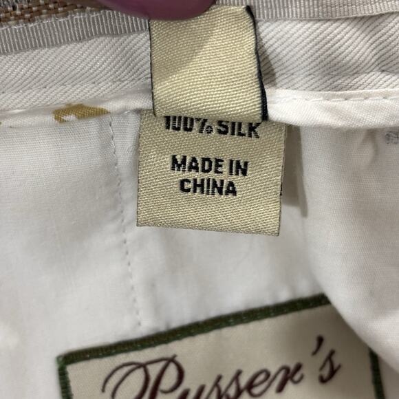 Pusser’s Size 36x32 Beige 100% Silk Pleated Front Dress Pants Island Reserve - Picture 7 of 9